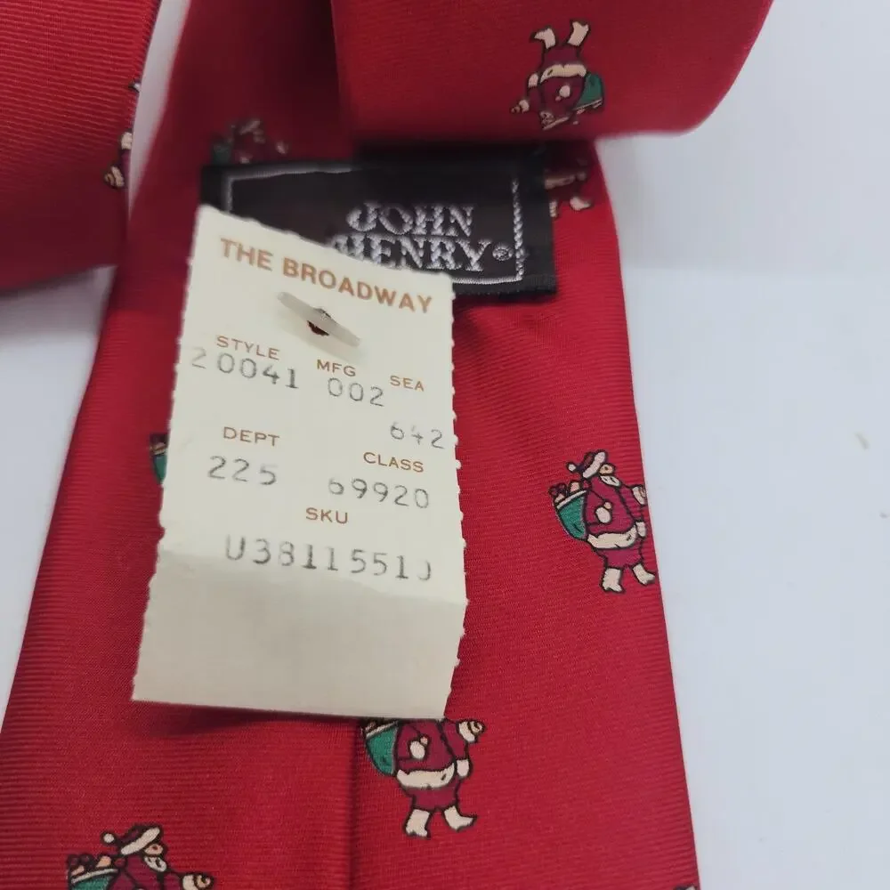 Vintage John Henry & Wembley Christmas Tie Lot Mens Red Silk Santa Tree